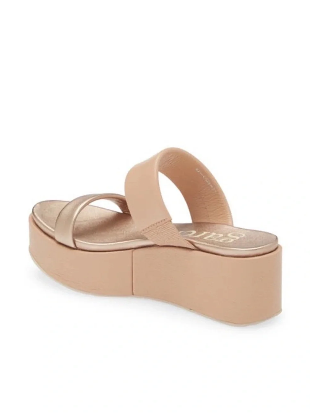 PEDRO GARCIA NEIVA PLATFORM WEDGE SLIDE SANDAL NUDE METAL size 37 US 7 like new